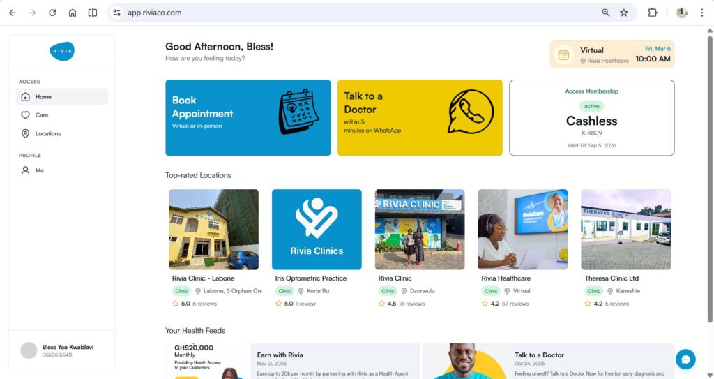 Rivia Account Interface