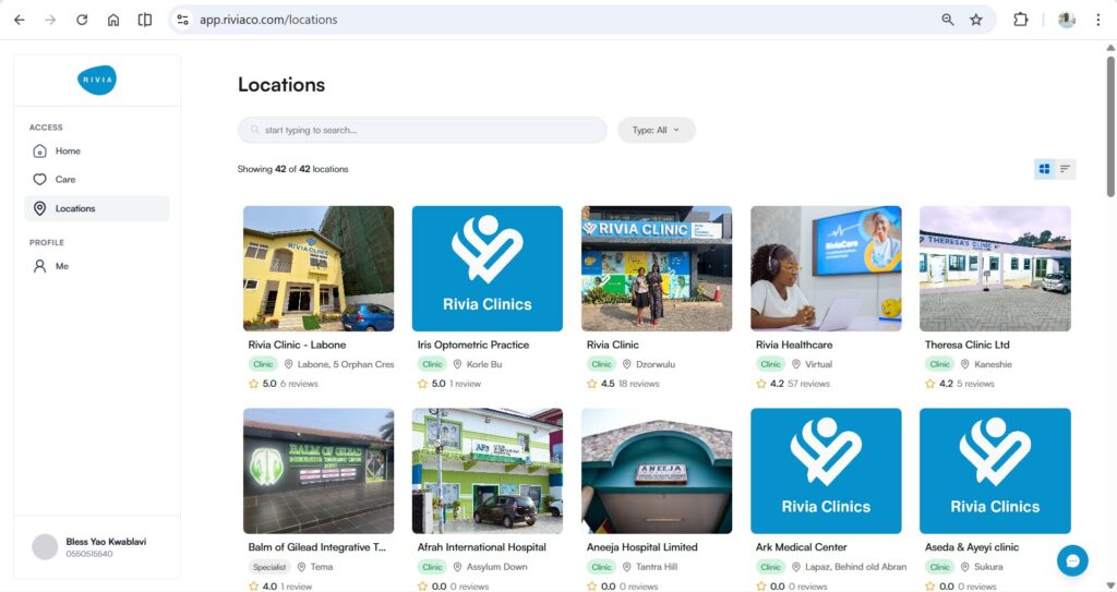 Rivia Account Interface
